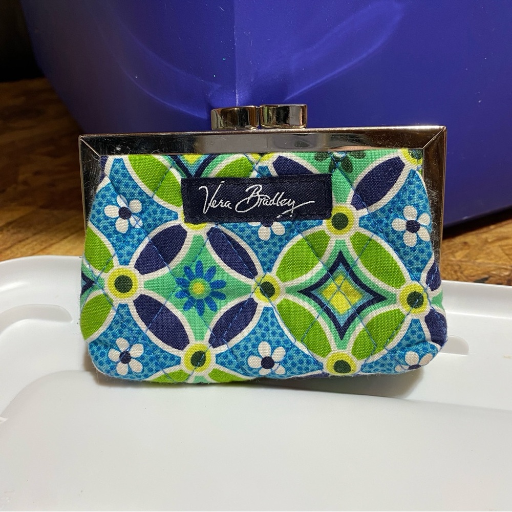 Vera Bradley Daisy Daisy Change Purse with Kiss Lock Closure